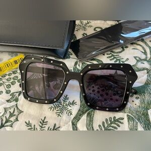 SAINT LAURENT JERRY BAT 002 SL251 BLACK SILVER STUD CAT EYE SUNGLASSES RARE